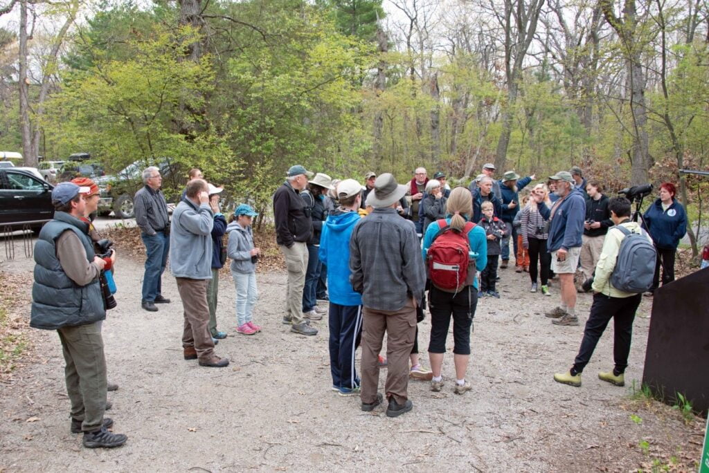 Hikers lined up for guided walk at Pinery Provincial Park